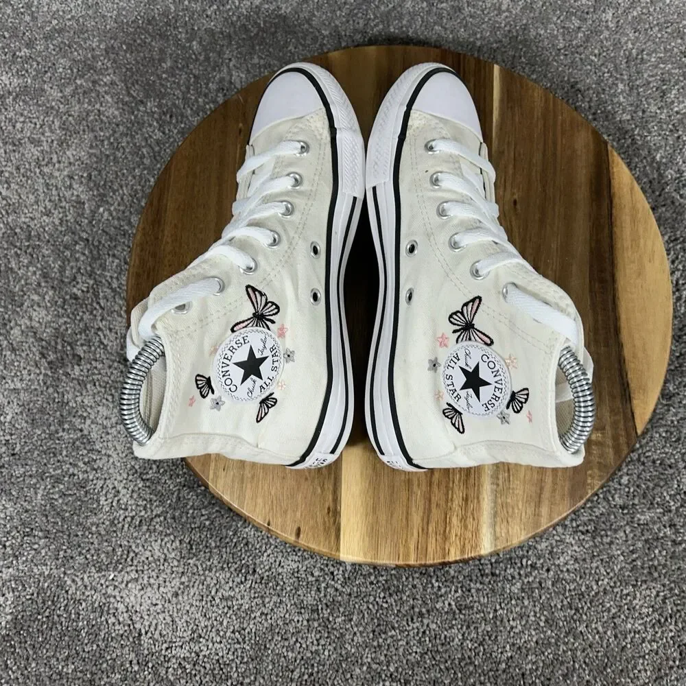 Converse Chuck Taylor All Star A08739F Kids Size 2 White Butterfly Shoes Used